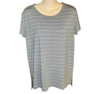 Free Fly Apparel Blue w/White Stripes T-Shirt-Size Small Bamboo